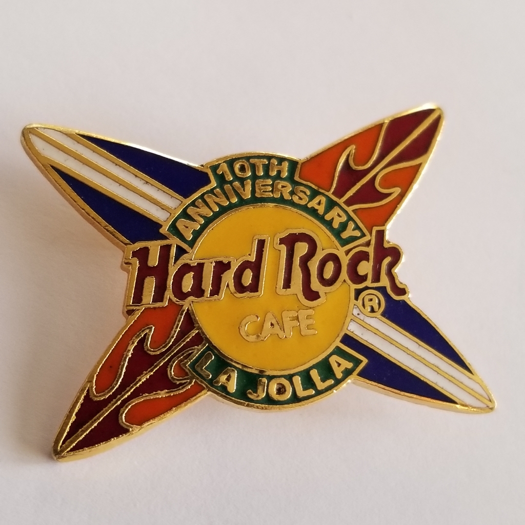 Hard Rock Cafe Pin La Jolla10th Anniversarycrossed Surfboards Hrc 16$